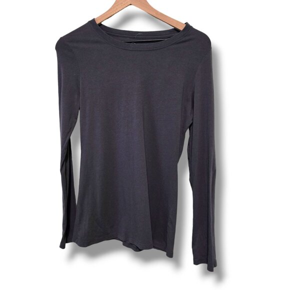 Vanity tee womens Large Grey long-sleeve t-shirt Jewel-neckline lightweight - Picture 1 of 5